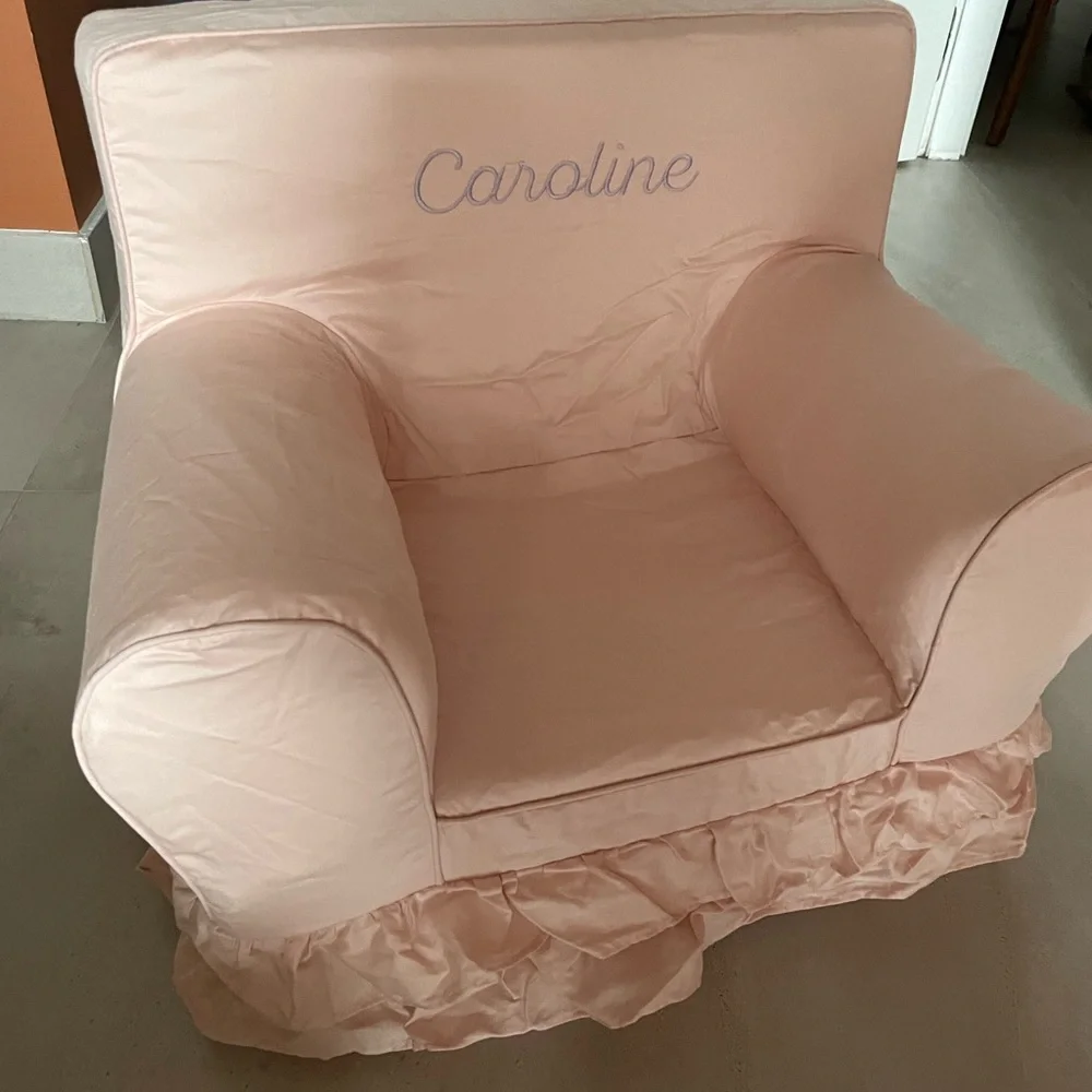 Pottery Barn Kids Anywhere Chair®, Dusty Blush Ruffle SLIPCOVER ONLY